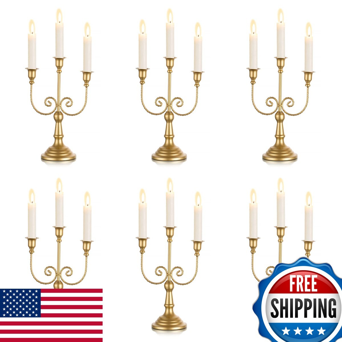 Sziqiqi Gold 3-Arms Candelabra Candle Holders for Wedding Centerpieces Sziqiqi Gold 3-Arms Candelabra Candle Holders for Wedding Centerpieces