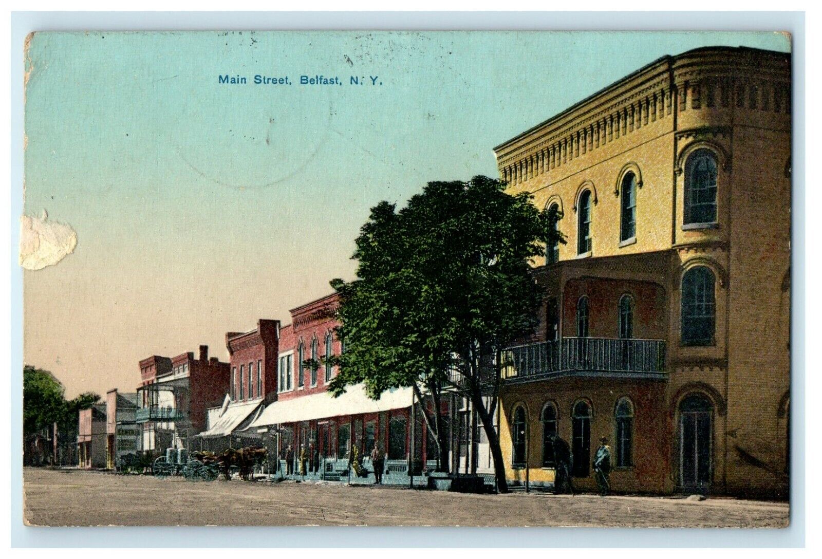 1913 Main Street, Belfast, New York NY Antique Posted Postcard