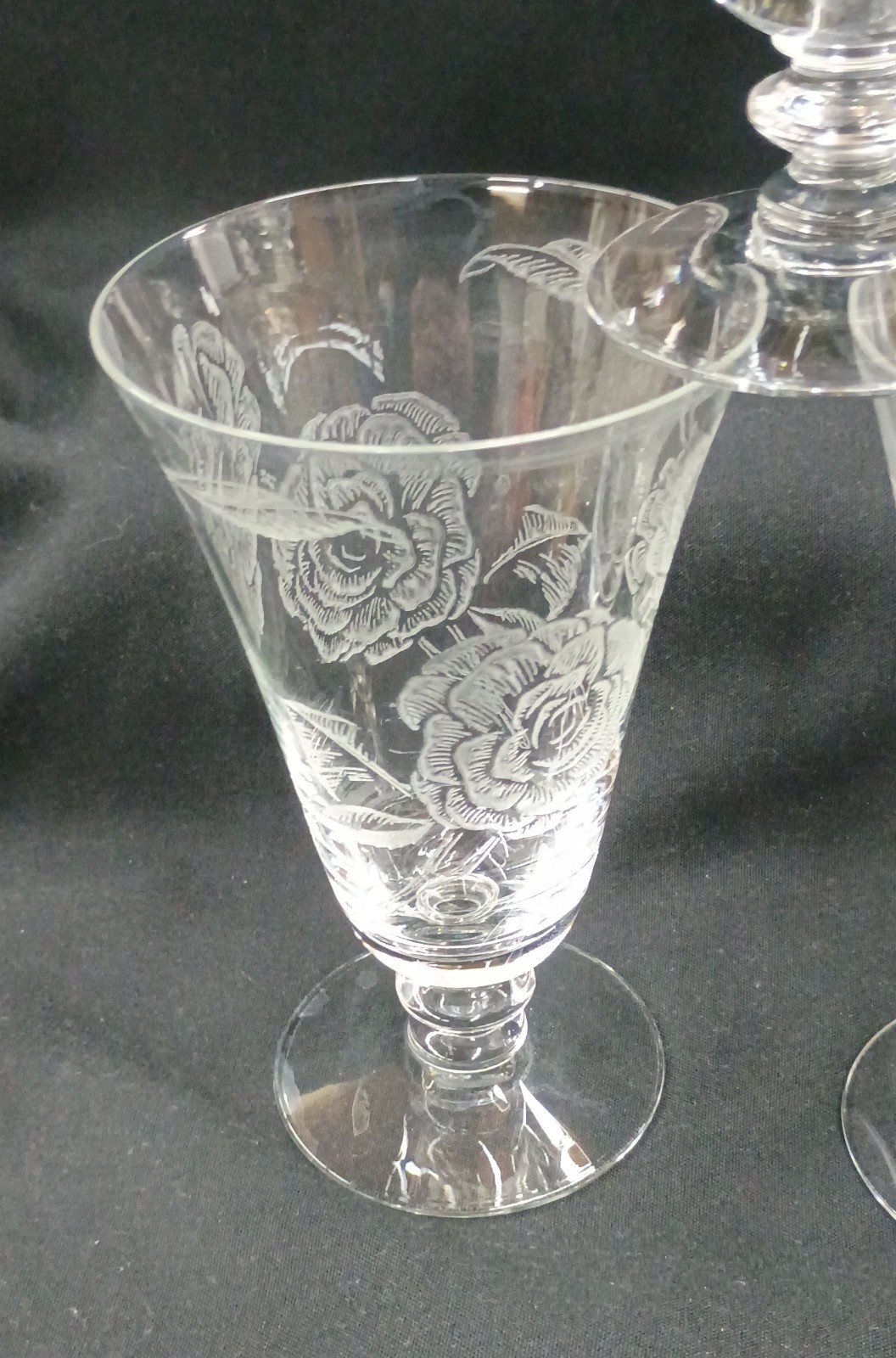 FOSTORIA CAMELLIA ETCHED ROSE ICED TEA GLASSES Set Of 14 Rare Find 1935 Era
