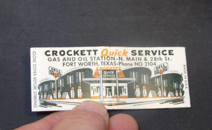 Full Length Matchbook Cover-Crockett Quick Service-Unused.