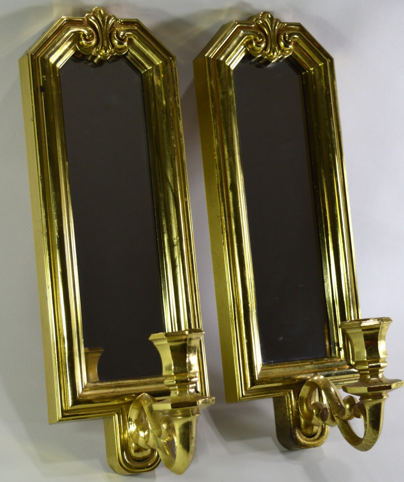 Vintage Wall Sconce Set of 2 Mirrored Gold MCM Regency Home Interiors