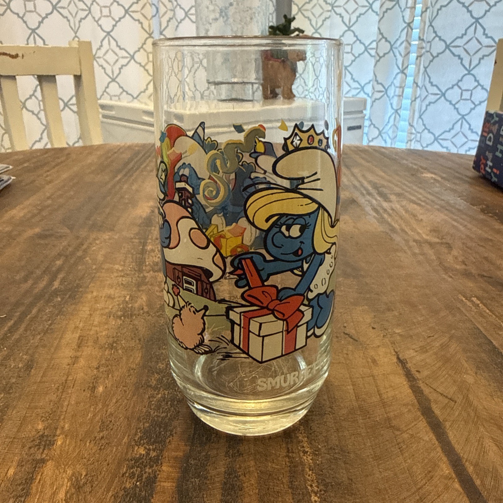 Vintage 1983 Smurfette glass Hardee's Smurf Glass Collection 2
