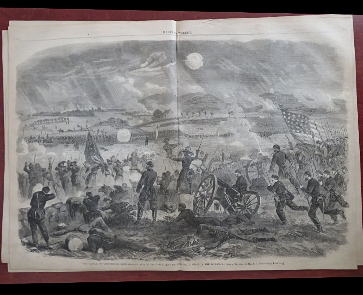 1863 Harper’s Weekly Aug 8 Battle of Gettysburg; Civil War Newspaper; 8 pg.
