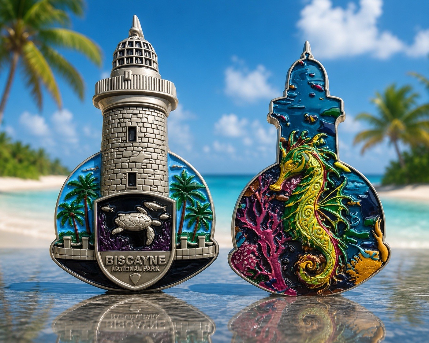 National Park Service Biscayne Light House Challenge Coins 3” Tall 100 Made