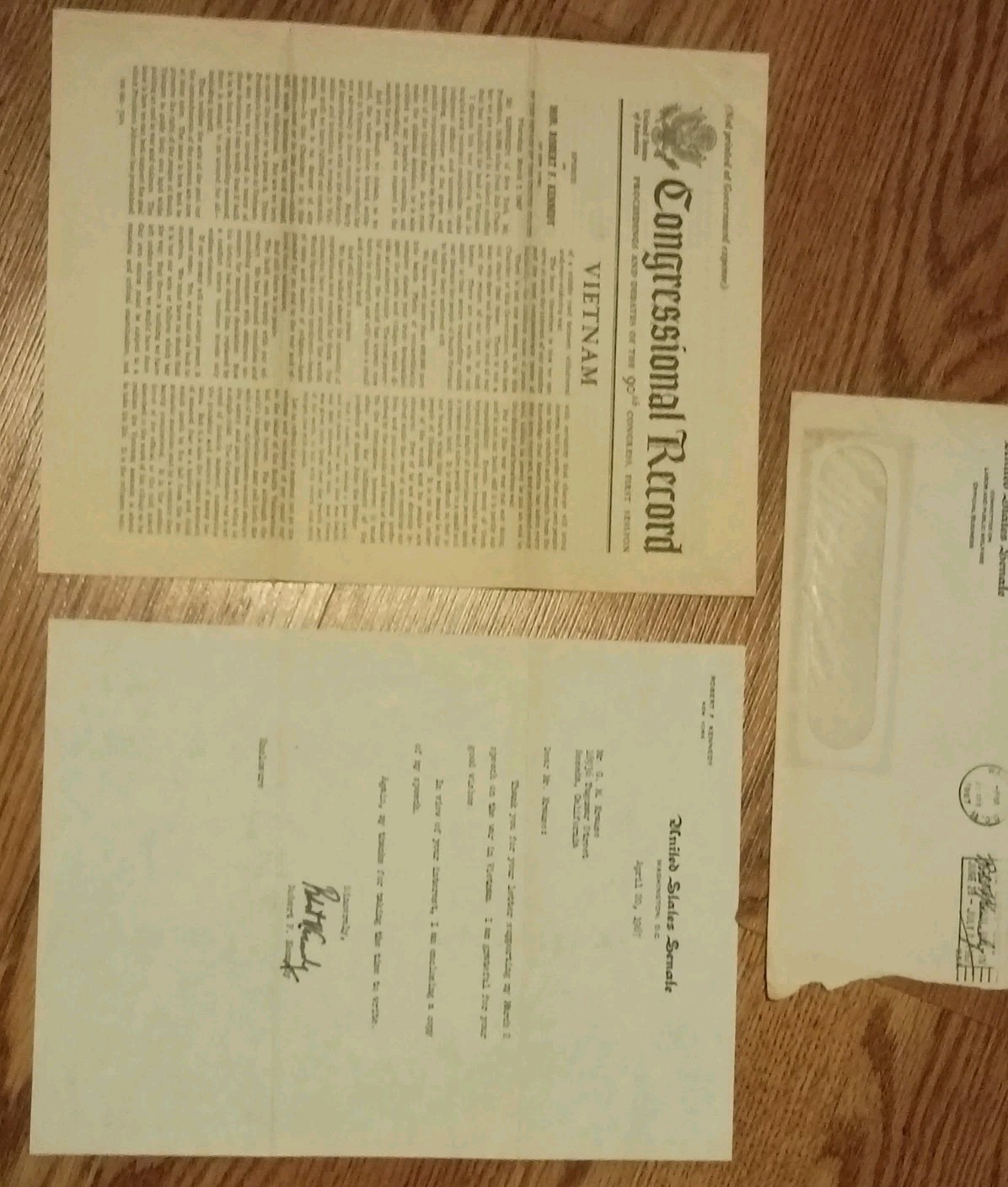 Robert F Kennedy Signed Senate Letter Addressing Vietnam With Enclosure &...