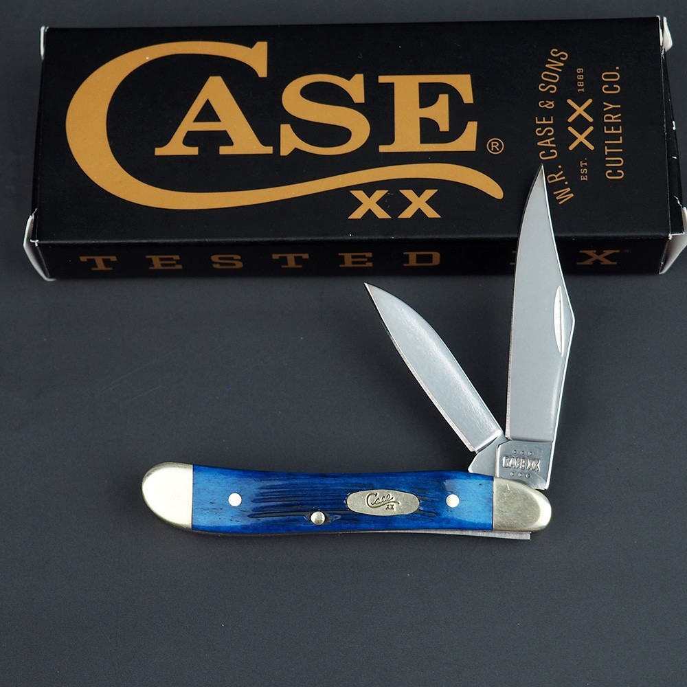 Case XX Peanut Caribbean Blue Sawcut Jig Bone Pocket Knife NIB - 25596