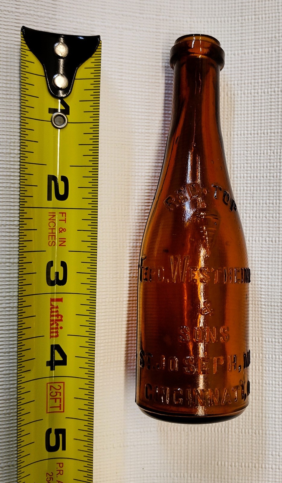 Rare Sample Size Red Top Ferd. Westheimer & Sons St. Joe & Cincinnati 4.5\