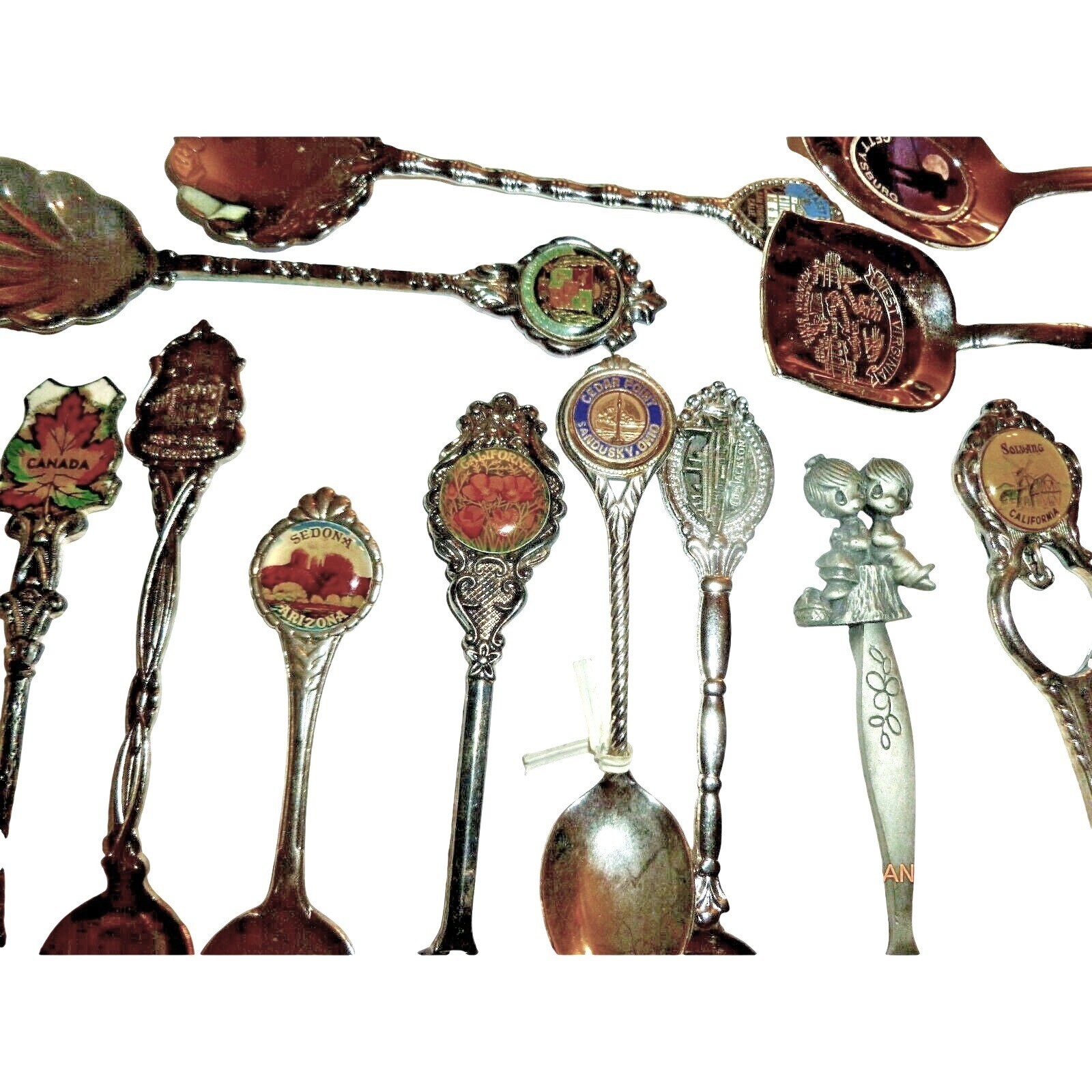 Vintage Souvenir Collector Spoon Lot 15pc Hawaii Alaska Seattle Precious Moments