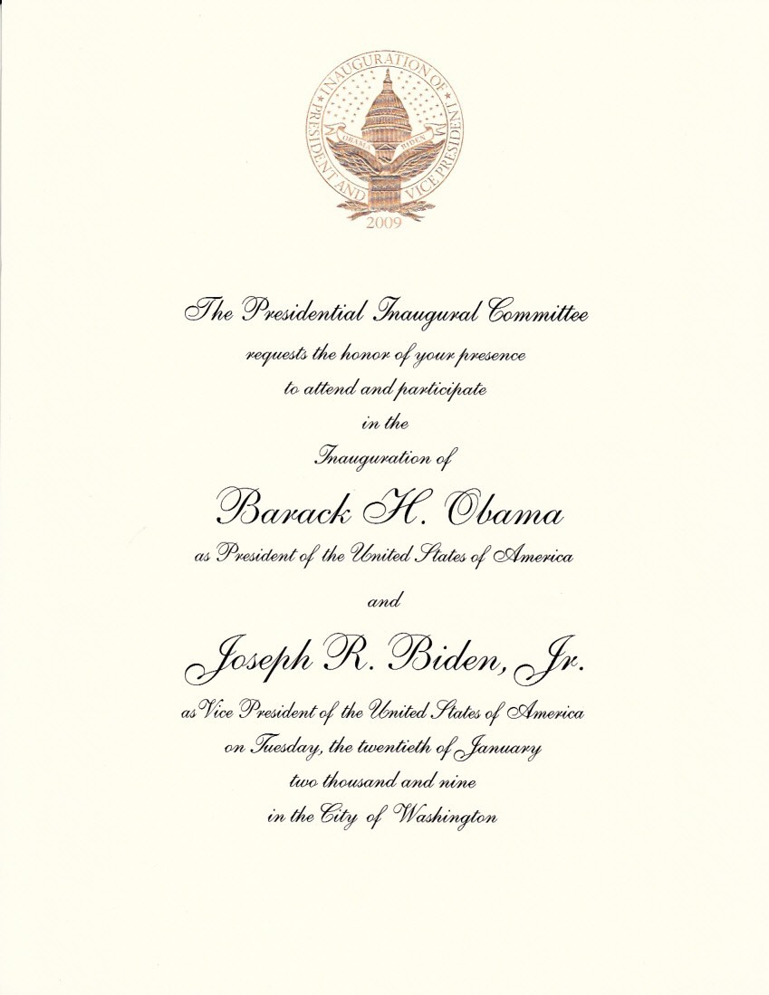 President Barack Obama original 2009 Inauguration Commemorative Invitation MINT