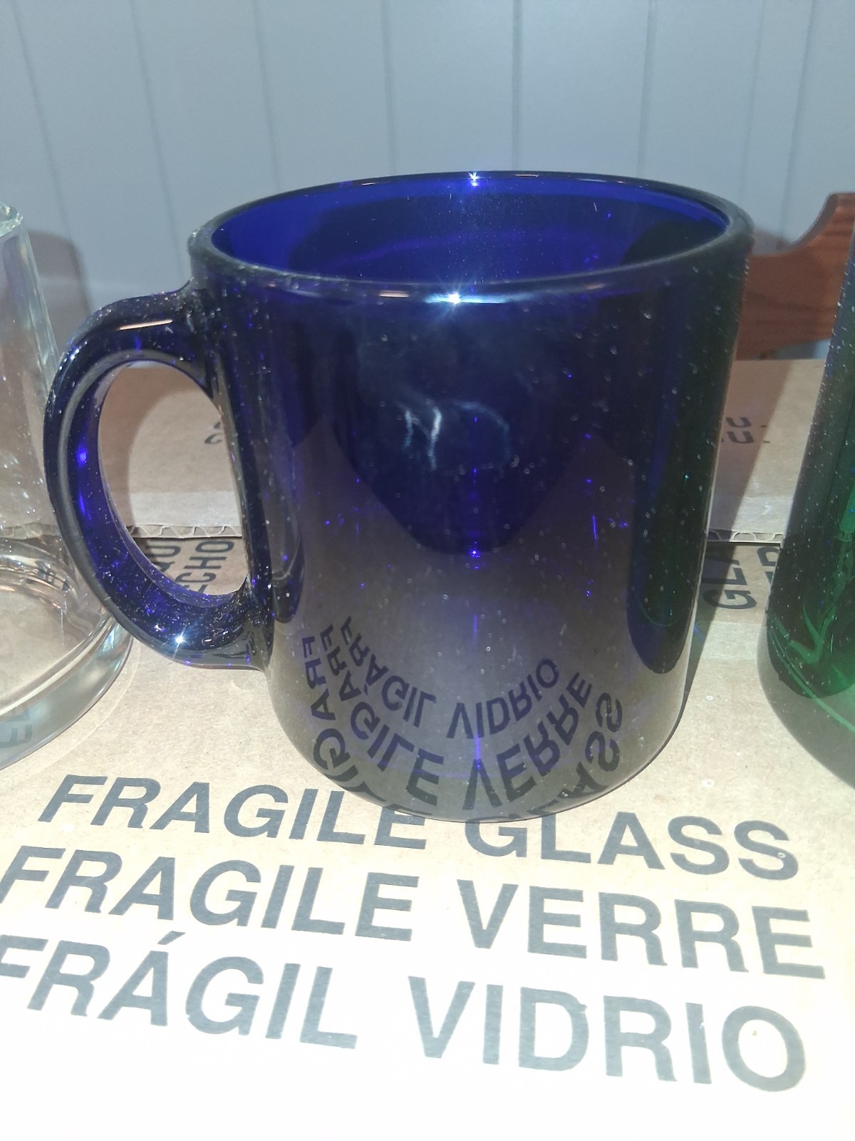 Vintage Cobalt Blue Heavy Glass Coffee/Tea Mug/Cup. Made in the USA Vintage Cobalt Blue Heavy Glass Coffee/Tea Mug/Cup. Made in the USA
