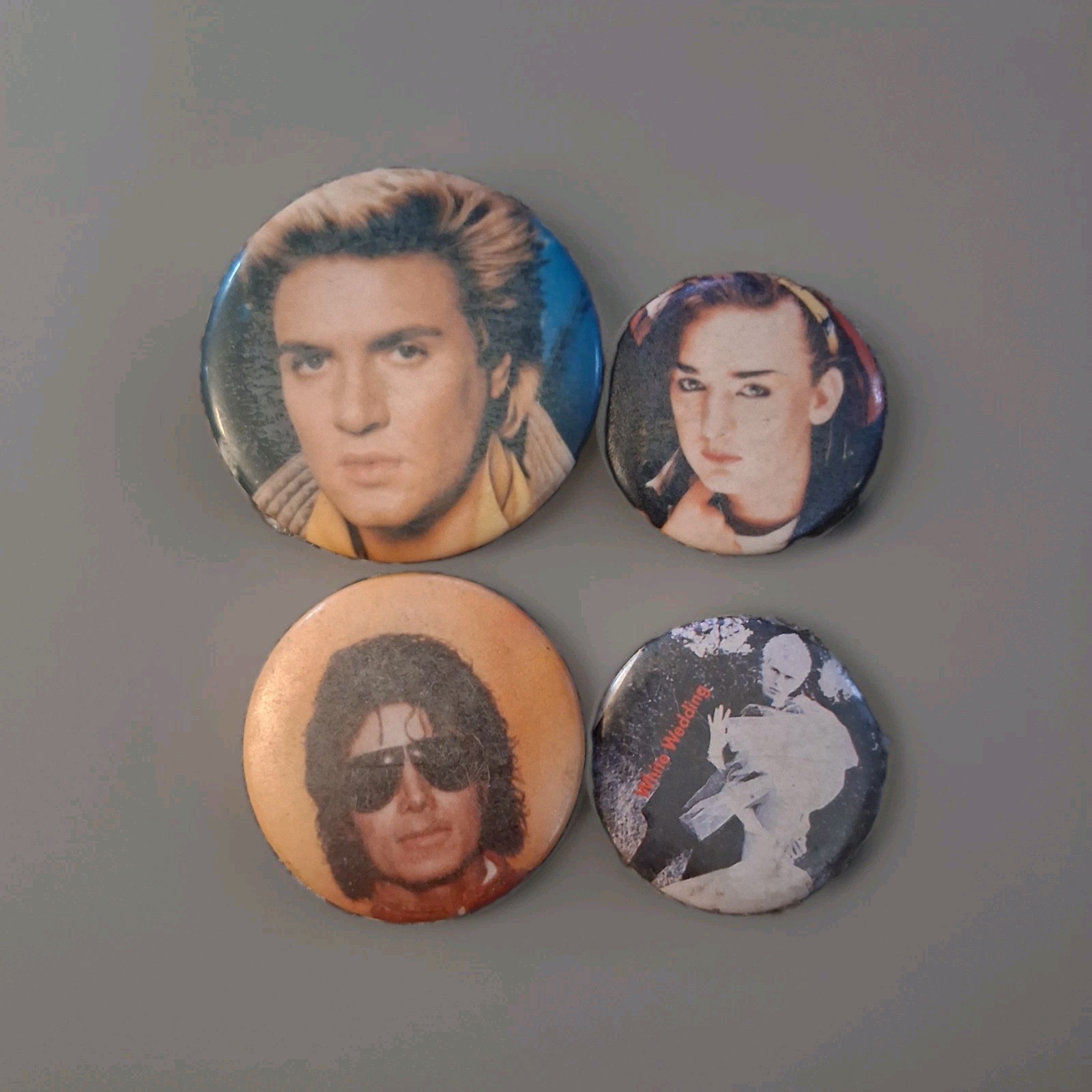 VTG 1980s Pinback Button Lot of 4 Michael Jackson Billy Idol Boy George Michael 