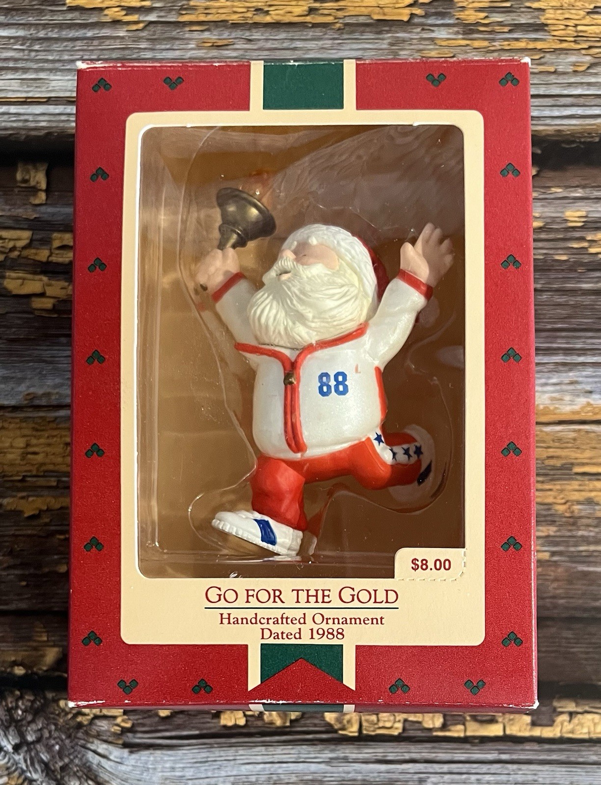 1988 GO FOR THE GOLD Olympic Santa Hallmark Keepsake Ornament w/Box QX417-4