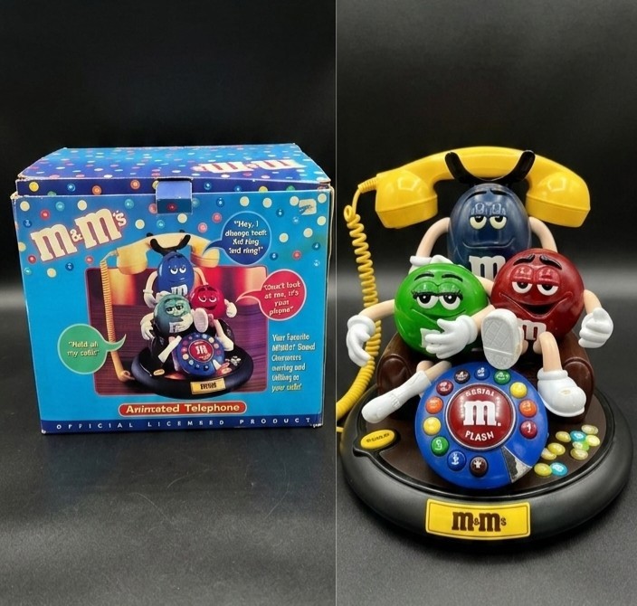 NEW Open Box M&M\'s Candy ANIMATED Talking Light-Up TELEPHONE Phone Rare Version