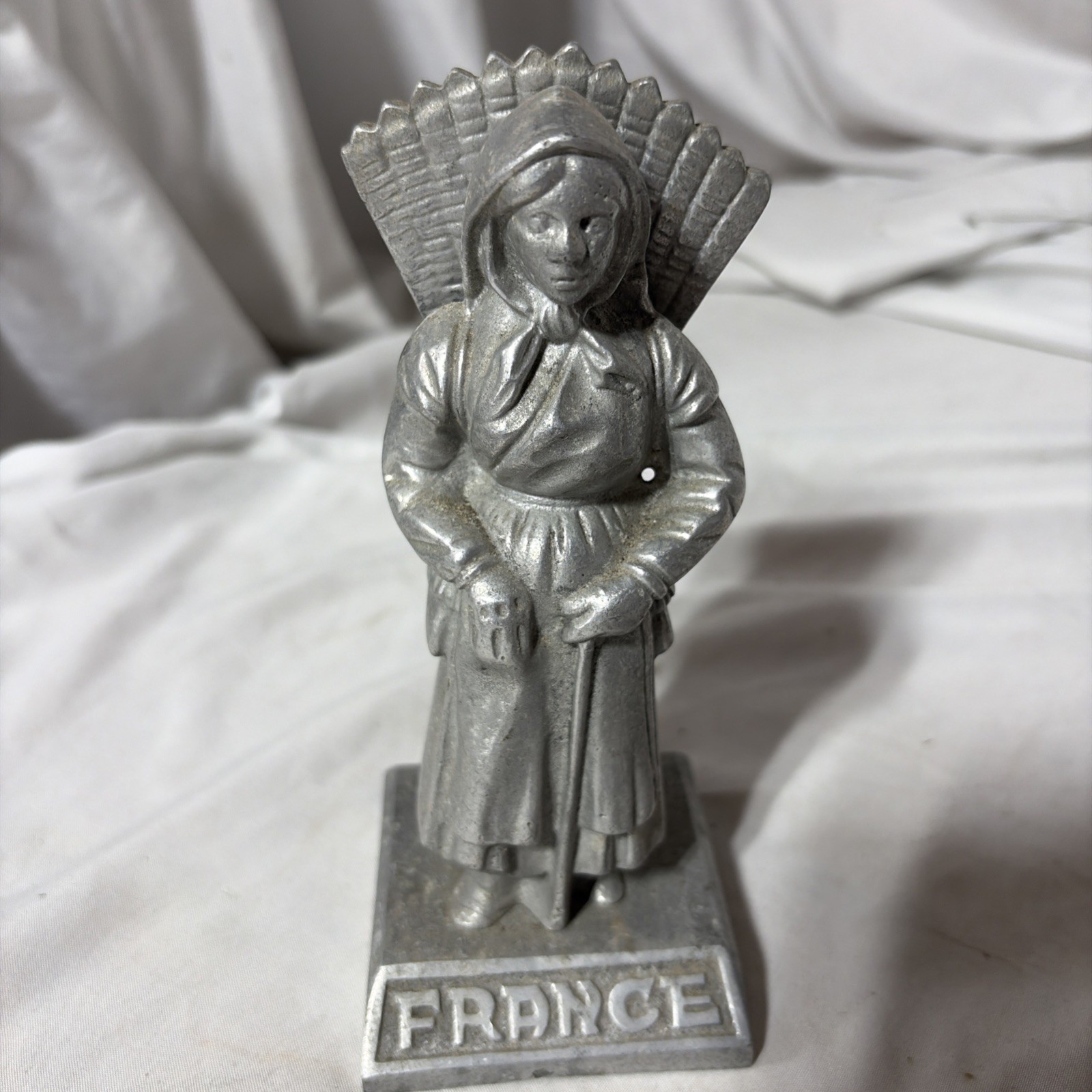 Vintage French Match Stick Holder Woman Figure France Collectible