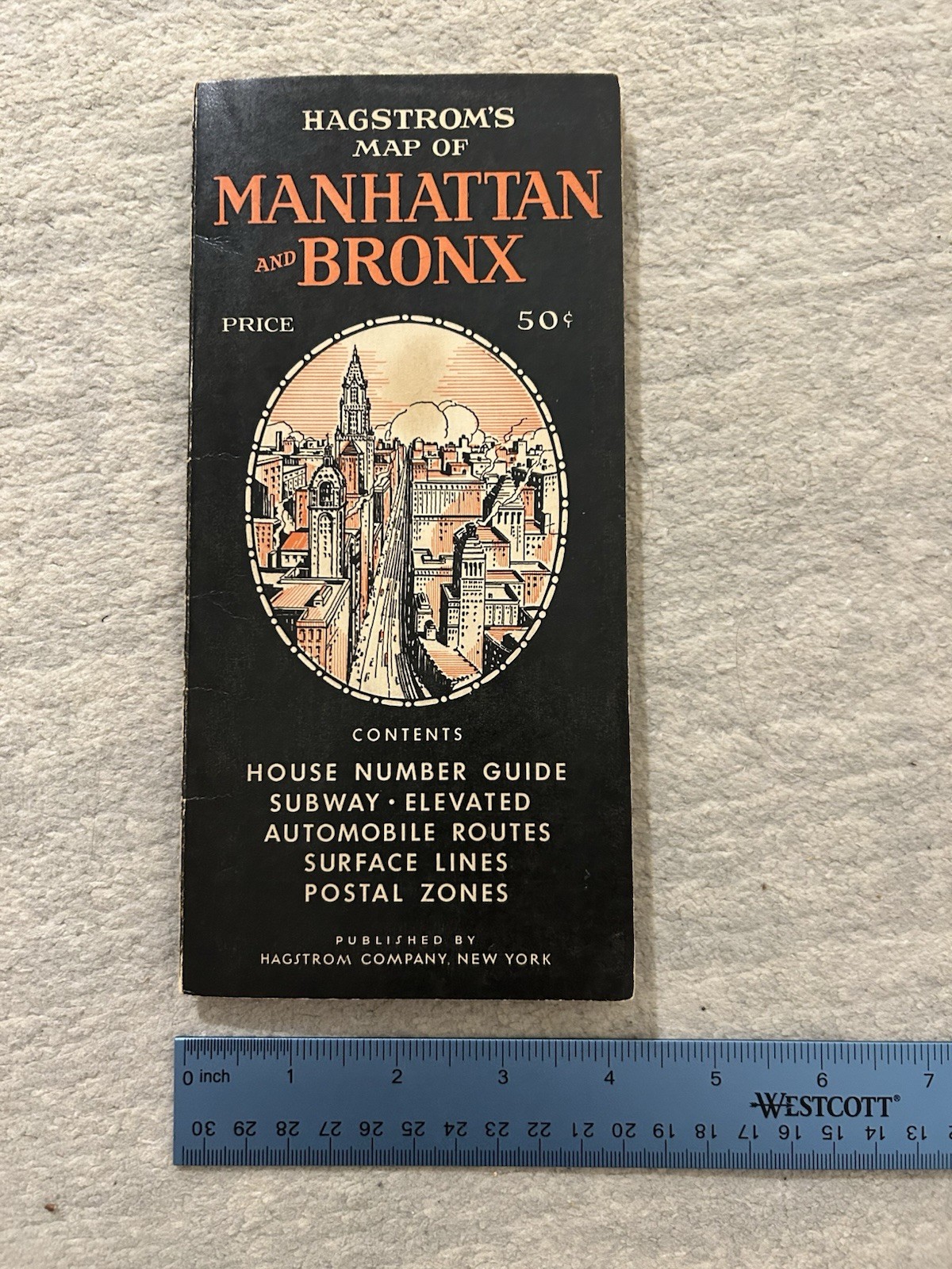 Vintage Manhattan and Bronx Hagstroms Map From 50’s In Color RARE Edition.