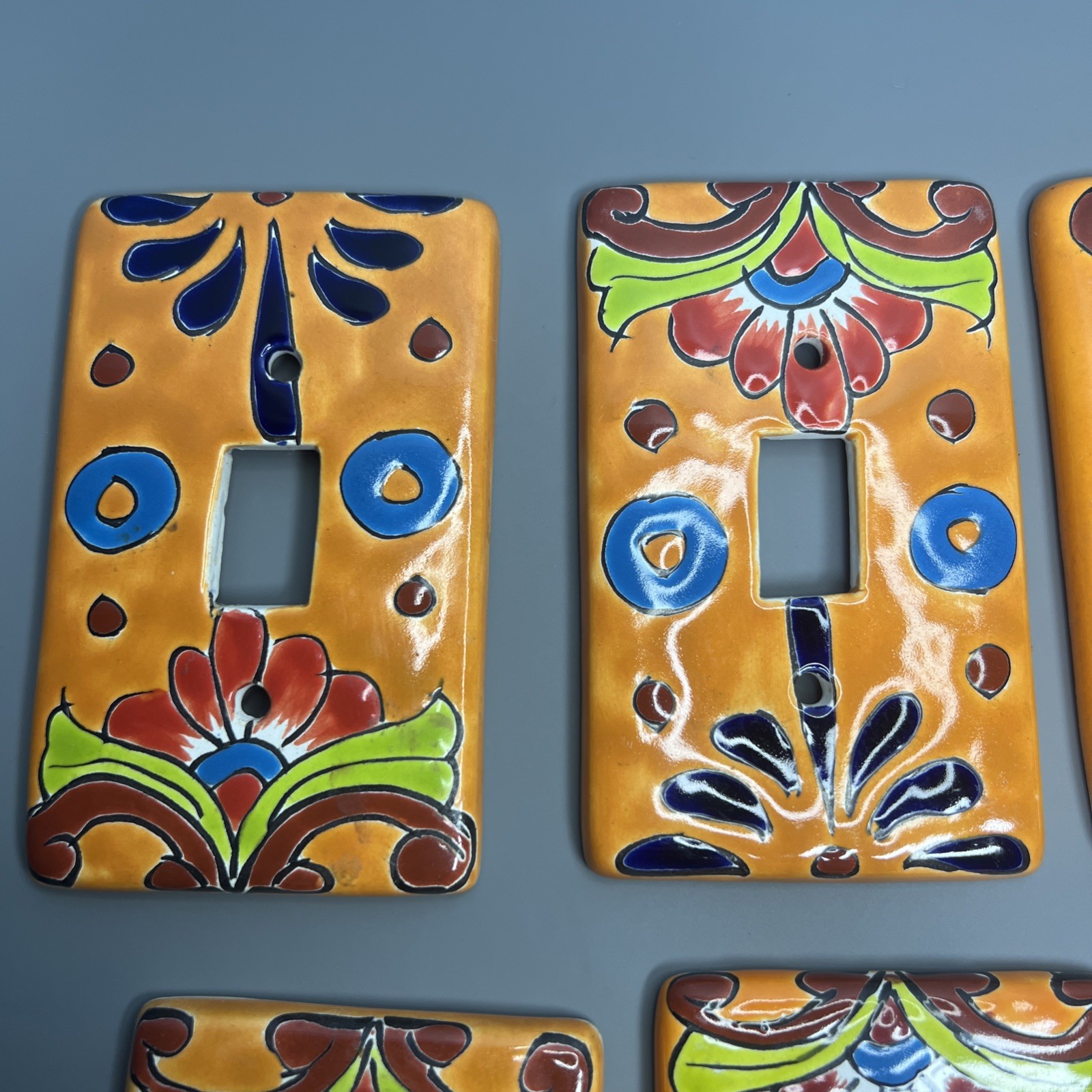 Lot 9 Mexican Talavera Ceramic Switch Plate Outlet Cover Hand Painted Folk Art