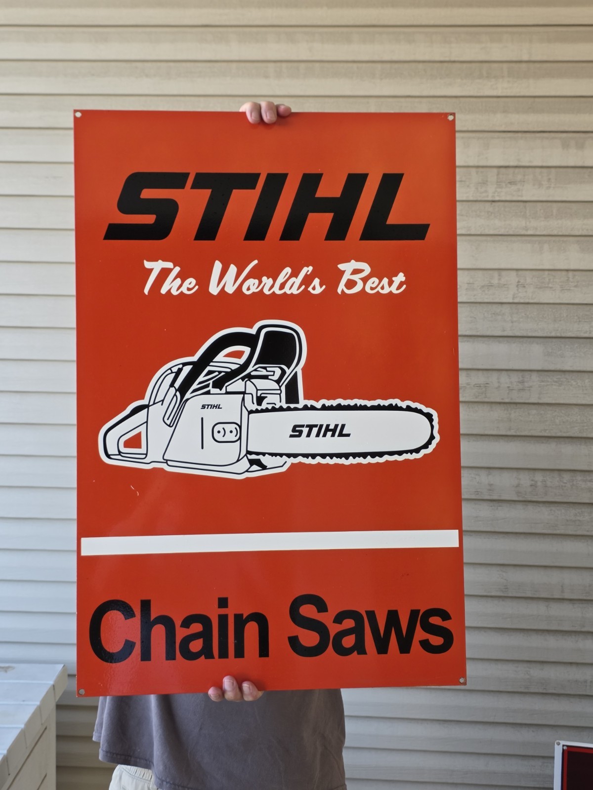LARGE VINTAGE  1960\'S STIHL DEALERSHIP PORCELAIN  CHAINSAW SIGN 30\