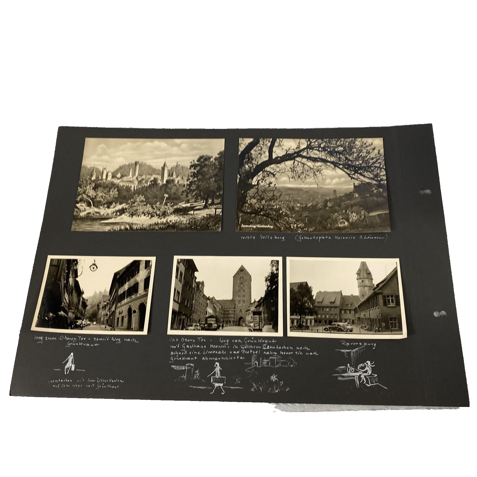 Vintage Ravensburg Germany Scrapbook Page B&W Photos Oberes Tor Veitsburg 11x14