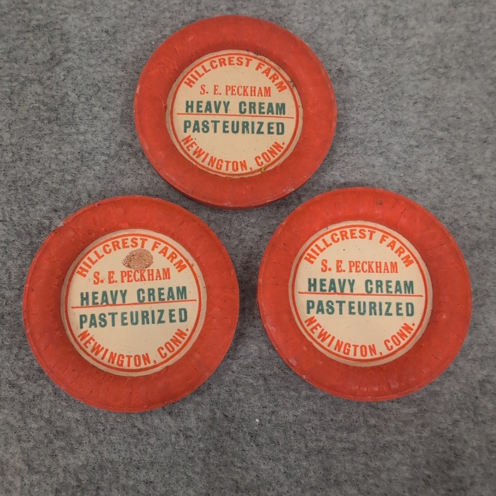 Lot of 3 Vintage Hillcrest Farm SE Peckham Heavy Cream Pasteurized Dairy Round