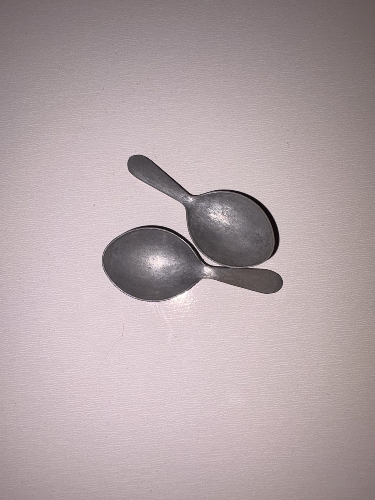 Lot of 2 Vintage Miniature Pewter Salt Spoons - 2 Inch