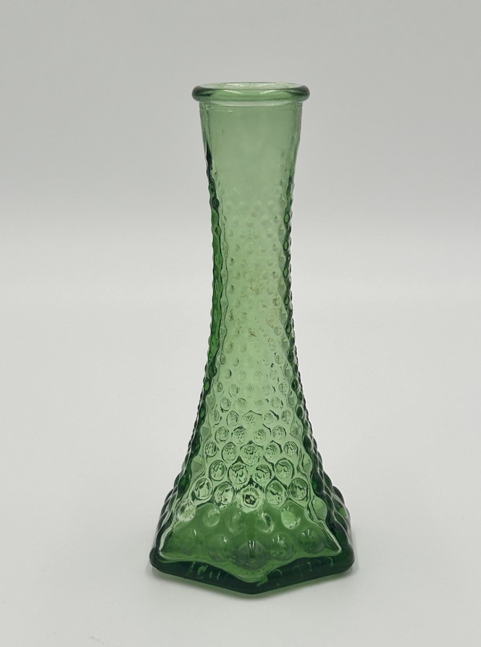 Green Hobnail Bud Vase 6\