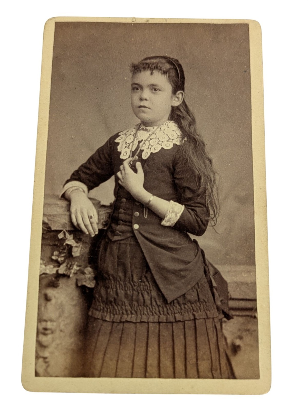 Antique CDV Photo Young Girl Portrait Colby Manchester NH Victorian 1880s