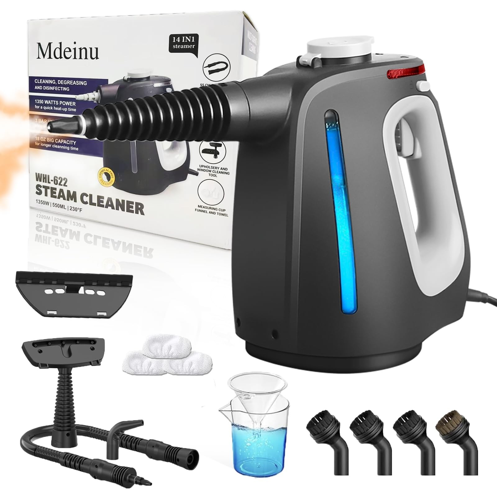 Pressurized Handheld Steam Cleaner for Home, Multi-Surface Steamer with 14 PC... Pressurized Handheld Steam Cleaner for Home, Multi-Surface Steamer with 14 PC...