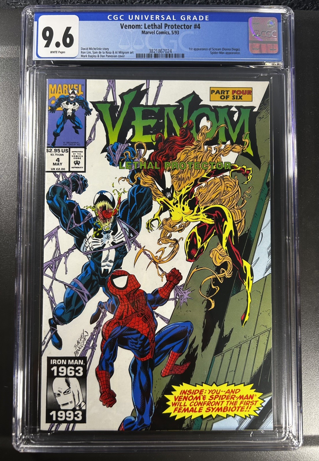 Venom Lethal Protector #4D Direct Variant CGC 9.6 1993 first app is Scream