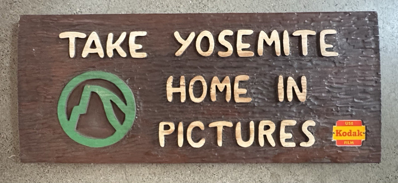 Vintage Kodak Film / Yosemite Carved Wood Sign Made By Oceanic Arts Advertising