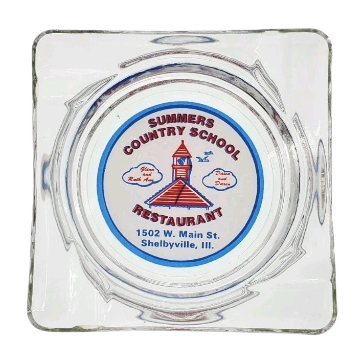 Vintage Marketing Ashtray / Summers Country School Restaurant / Shelbyville IL