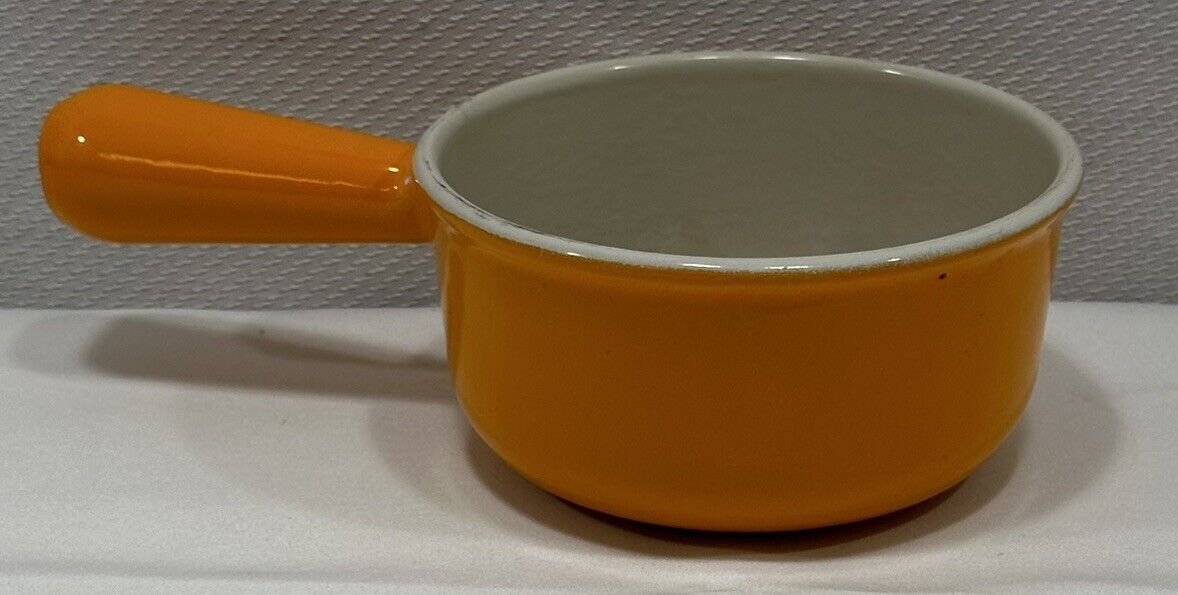 Vintage Le Creuset #14 Sauce Pan Flame Orange Cast Iron Enamel Hollow Handle