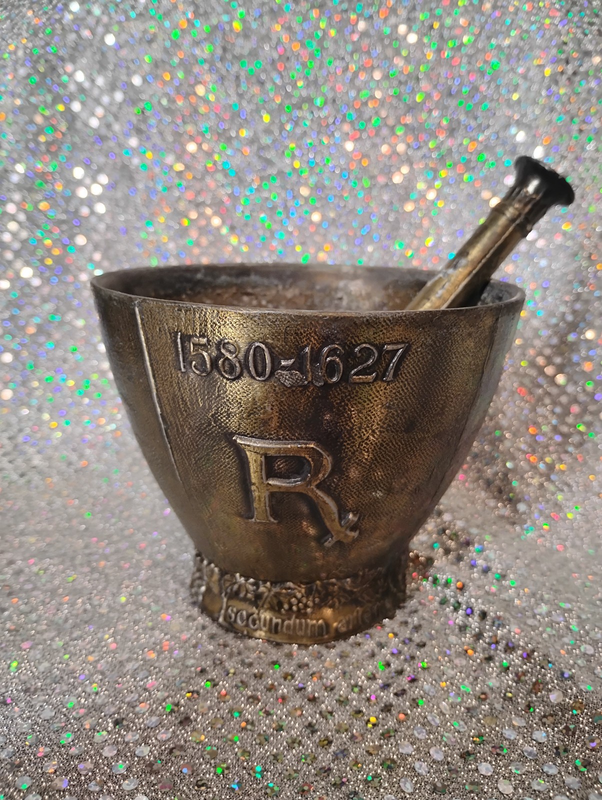Large Vintage Solid Brass PESTLE & MORTAR * Louis Hebert RX Crush Herbs Pills