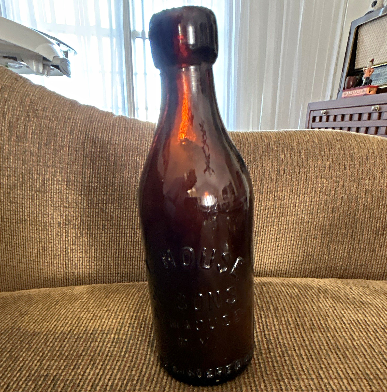 L. House & Sons Vintage Amber Glass Beer Bottle Embossed Syracuse NY