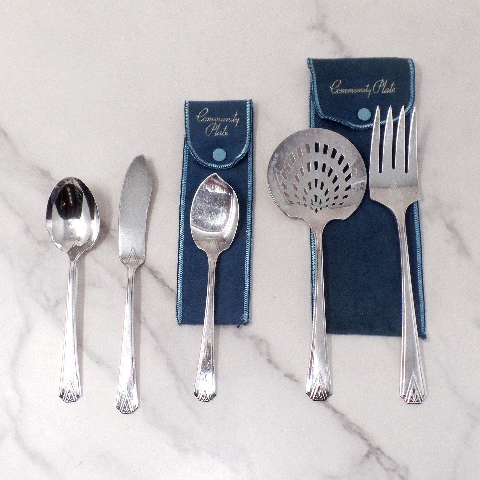 Vintage Oneida Community Plate Deauville Silver-plate Serving Pieces, set of 5