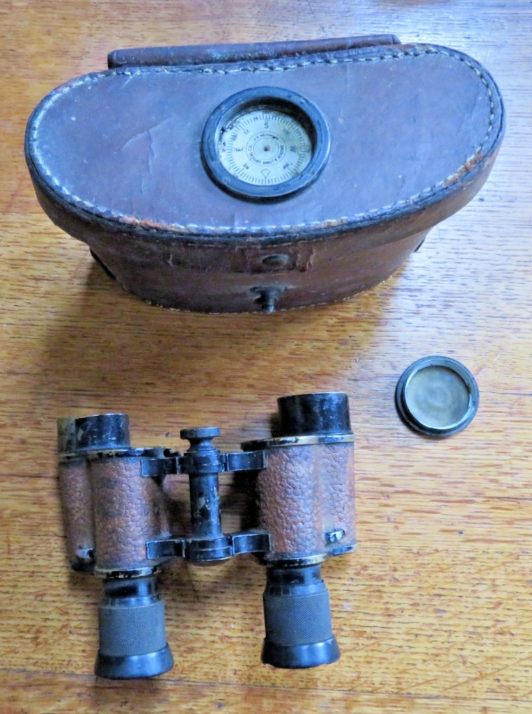 VTG Bausch & Lomb WWI era US Army Signal Corps Binoculars & Compass Case