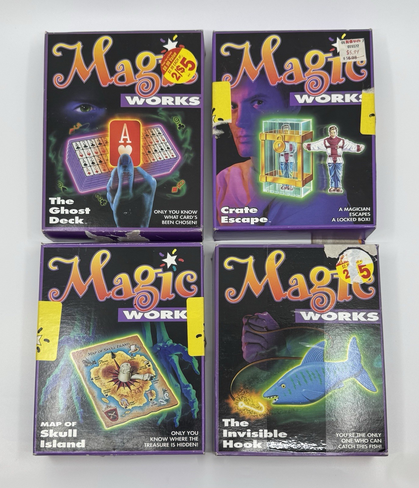Magic Works Lot x4 1995 Milton Bradley - Ghost Deck Crate Escape Skull Island In