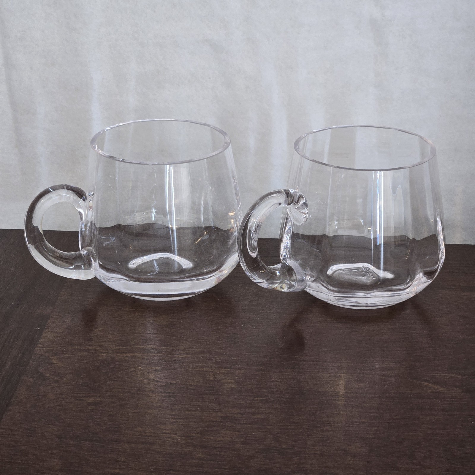 2 Classic Artland Crystal Simplicity Handblown Clear Glass Coffee Tea Cups Mugs