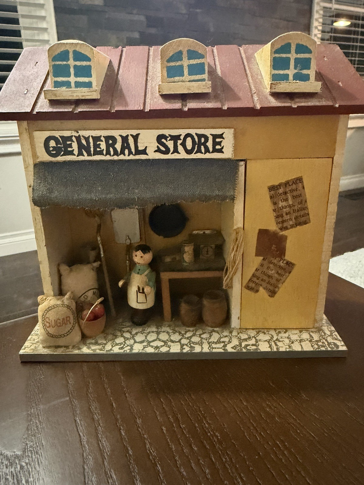 Vintage Wood General Store Miniature Diorama Primitive Folk Art Shadowbox