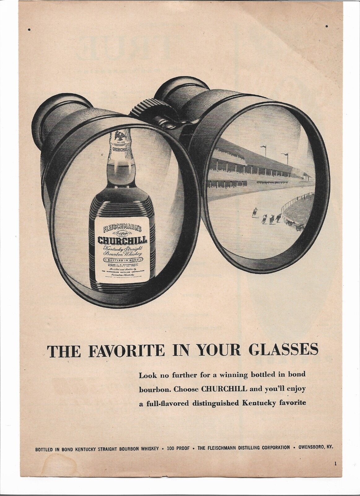 Churchill 1952 Print Ad Kentucky Straight Bourbon Whiskey Full Flavored Favorite
