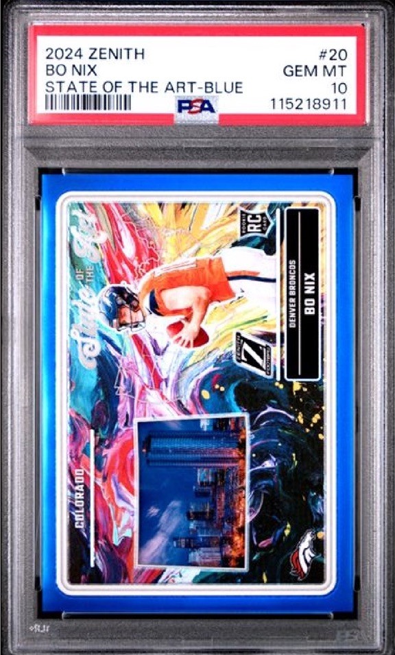 🔥Panini 2024 Zenith Bo Nix Rookie State of the Art Blue #20 PSA 10🔥