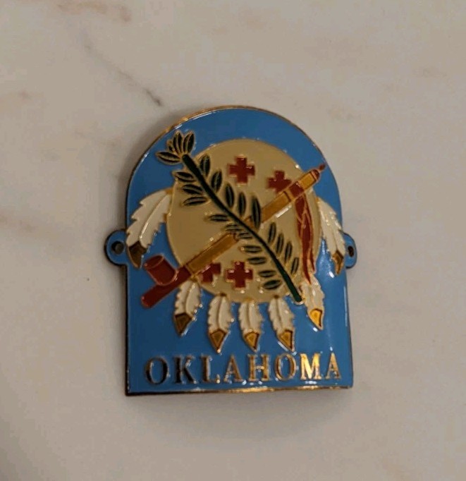 Oklahoma State Seal Hiking Staff Medallion LW Bristol Enamel Walking Stick Badge