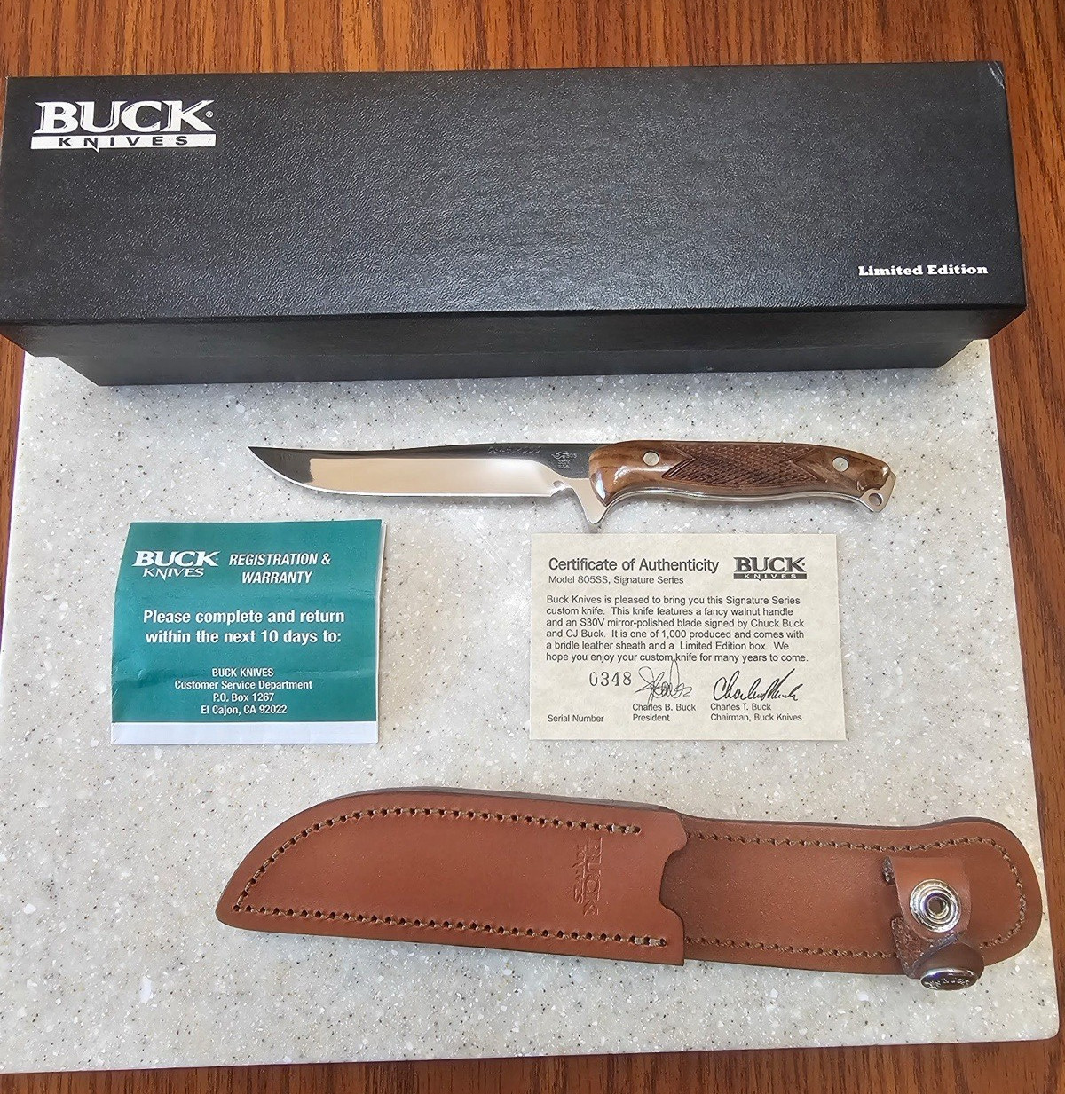 BUCK CUSTOM SIGNATURE SERIES Knife B805 SS S30V Fixed Blade Knife - #348/1000