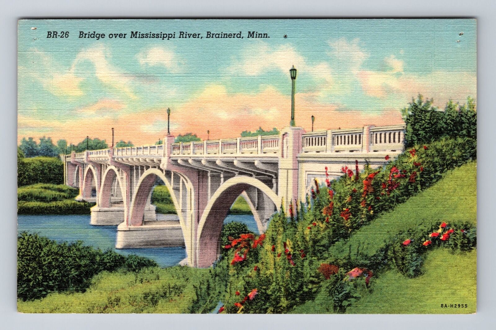 Brainerd MN-Minnesota, Bridge Over Mississippi River, Antique, Vintage Postcard