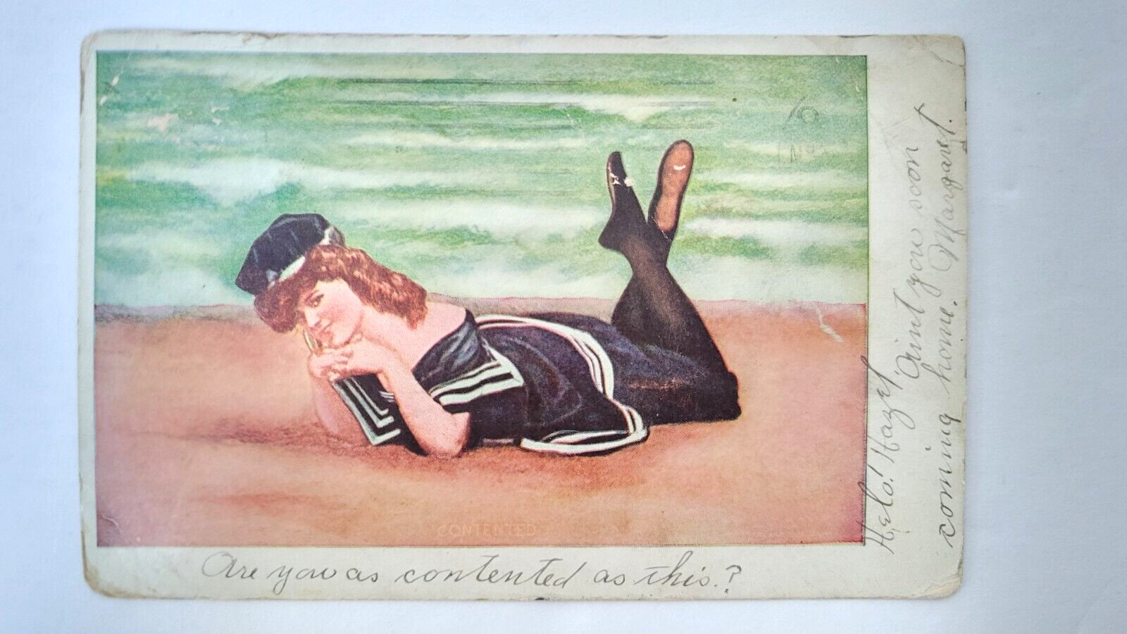 Antique 1907 Postcard Bathing Beauty 