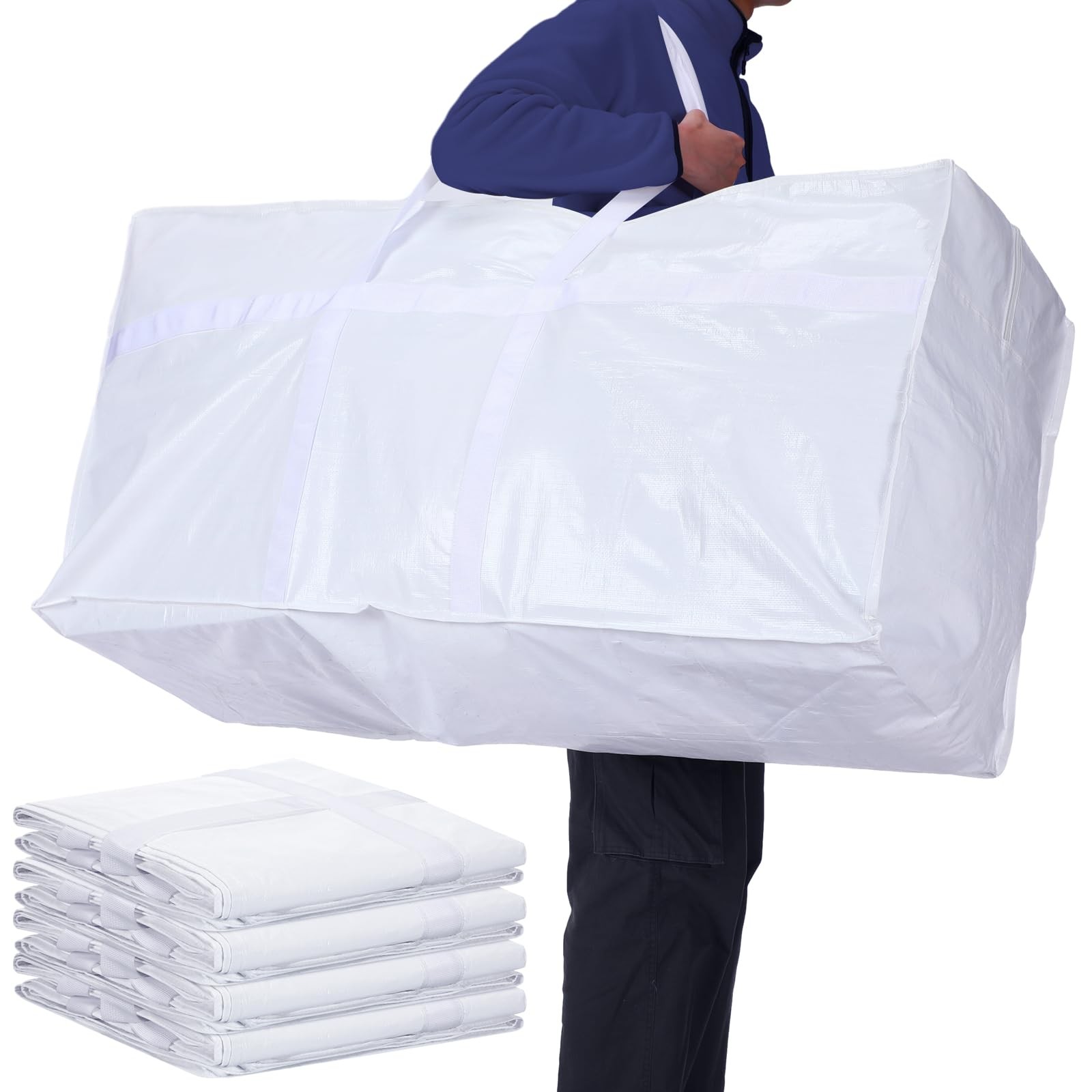 Windyun 4 Pack 57 Gallon Extra Large Moving Storage Bags White