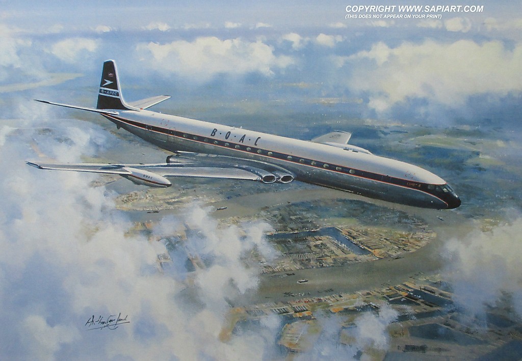 BOAC DE HAVILAND COMET 4 AIRLINER PRINT BRITISH AIRWAYS BOAC DE HAVILAND COMET 4 AIRLINER PRINT BRITISH AIRWAYS