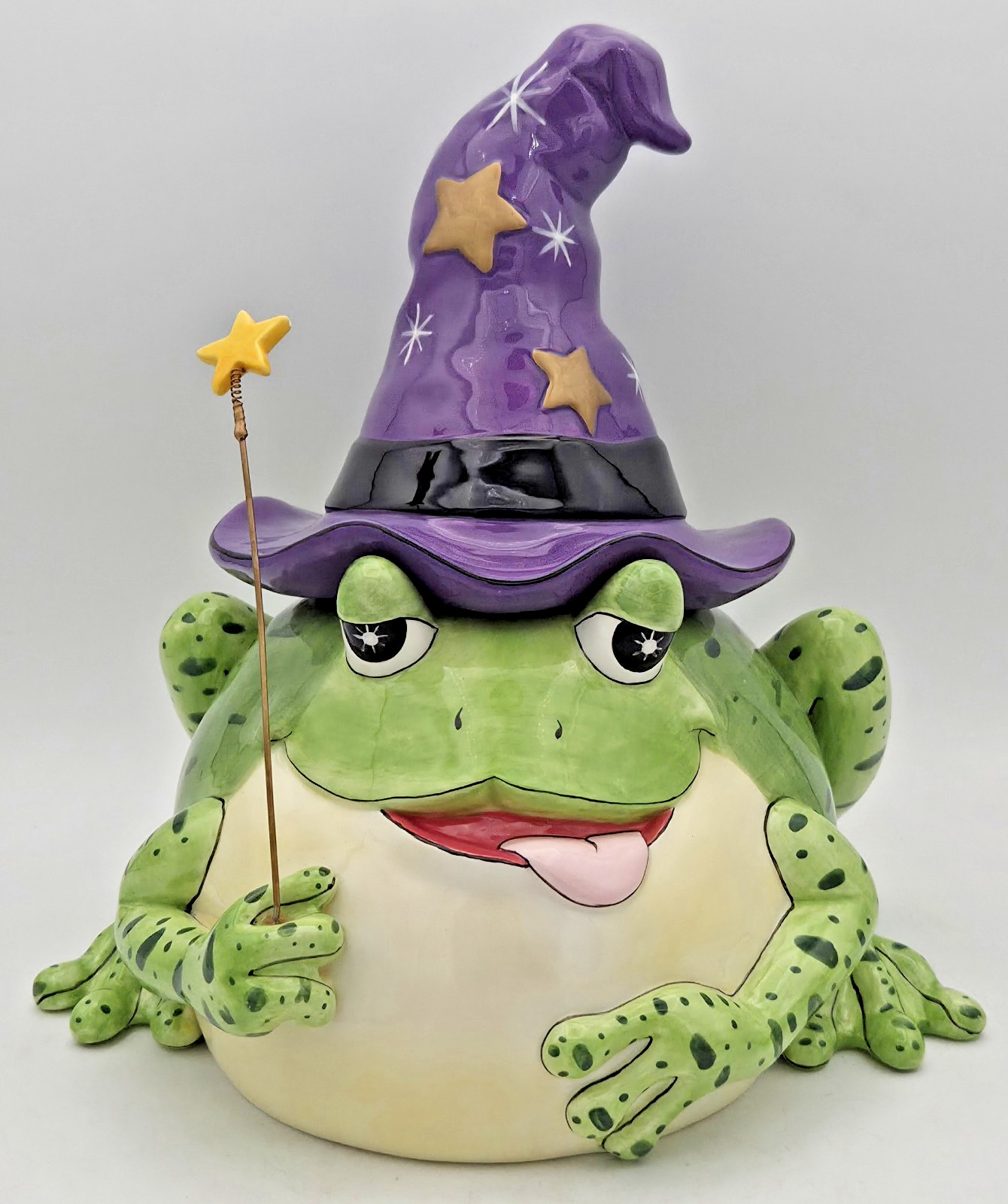 Fitz and Floyd Spell Bound Frog Witch Cookie Jar Halloween RETIRED ⚡FREE SHIP⚡