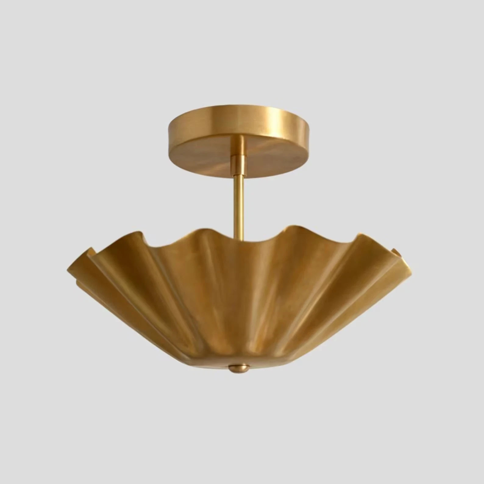 Semi Flush Mount Ceiling Light Brass Mid Century Modern Lamp Vintage Ceiling