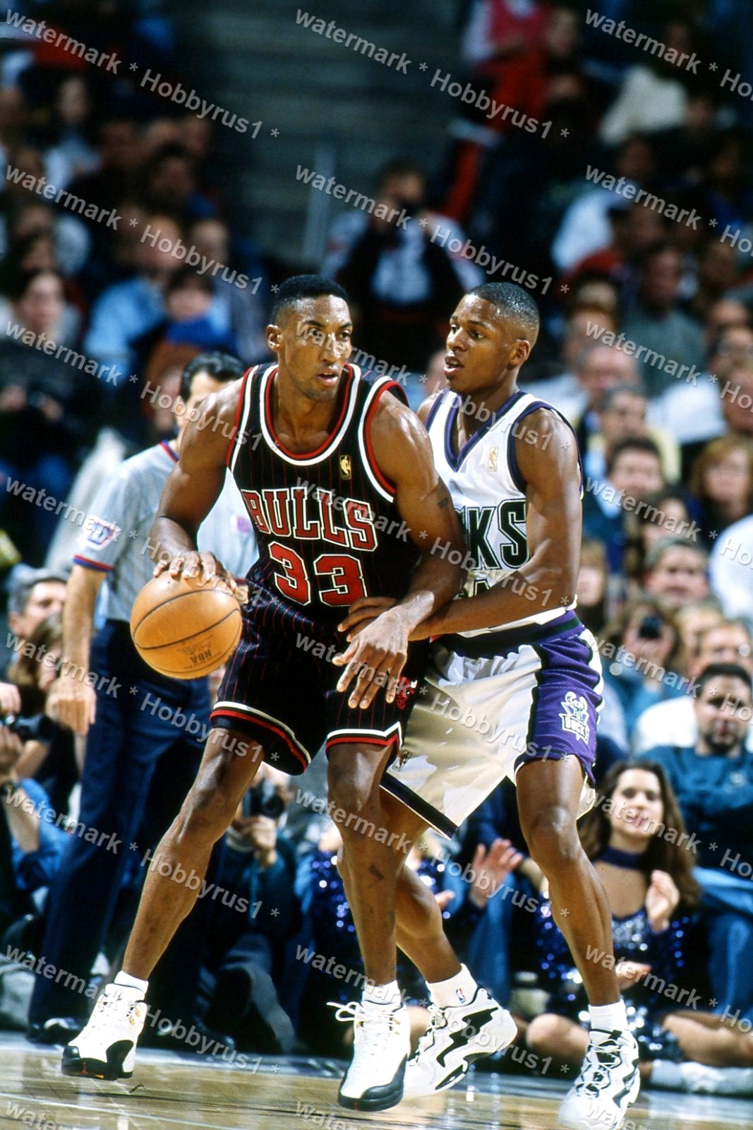 Ray Allen Rookie Scottie Pippen Bucks Bulls NBA Original 35mm Photo Transparency