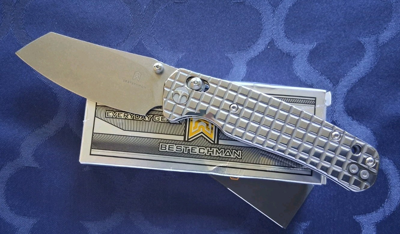 *NEW*🔥 BESTECHMAN Cicada's Wing Folder w/Silver Frag Handle & 10Cr15Mov Blade 